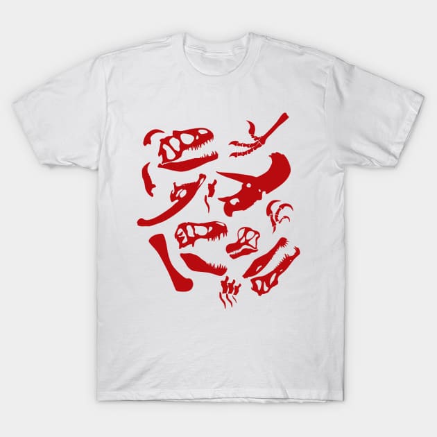 Dinosaur Bones (Red) T-Shirt by SakuraDragon